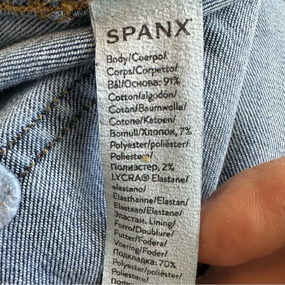 SPANX Jeans Size‎ XL Blue Pull On Denim Skinny Jeans Stretchy Compression - Picture 8 of 11